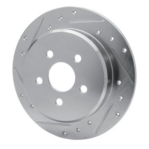 Chrysler PT Cruiser Brake Rotor (1) - Rear Left - R1 Concepts - Drilled & Slotted - Silver - `95-`03